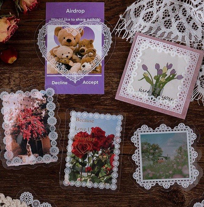 1001( PET White Ink Sticker Pack Daytime Fantasy Series Creative Art Handbook Decoratio)n Stickers - Memo Journals