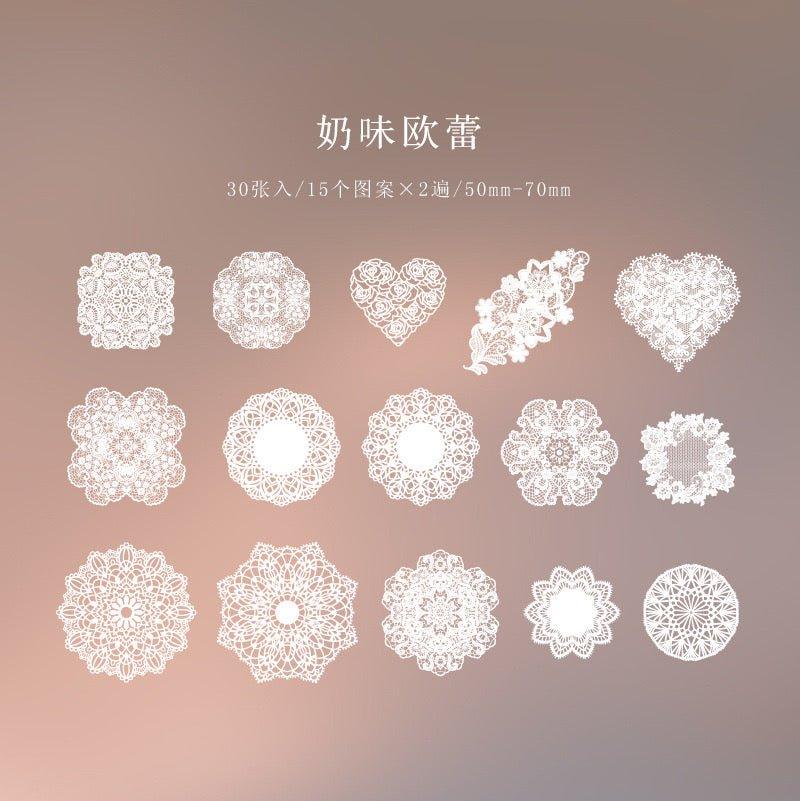 1001( PET White Ink Sticker Pack Daytime Fantasy Series Creative Art Handbook Decoratio)n Stickers - Memo Journals