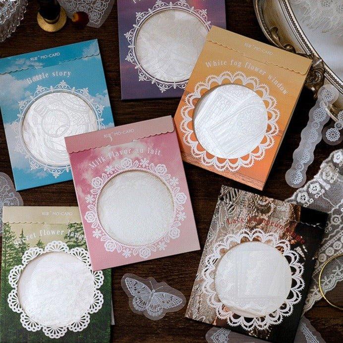 1001( PET White Ink Sticker Pack Daytime Fantasy Series Creative Art Handbook Decoratio)n Stickers - Memo Journals