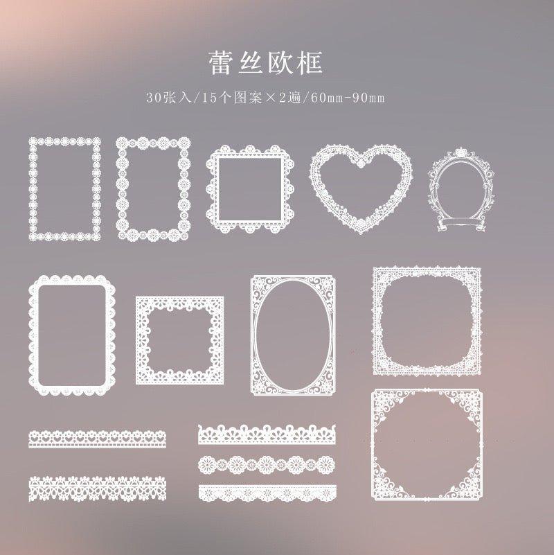 1001( PET White Ink Sticker Pack Daytime Fantasy Series Creative Art Handbook Decoratio)n Stickers - Memo Journals