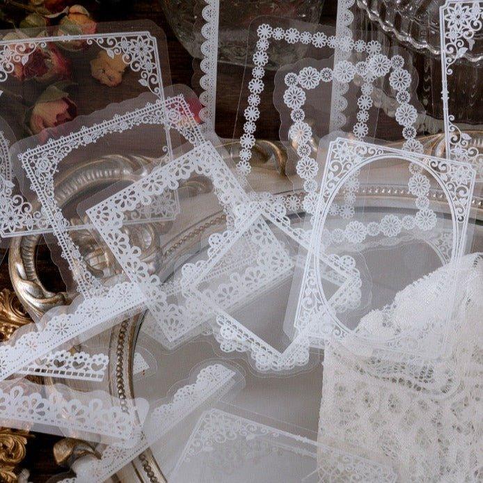 1001( PET White Ink Sticker Pack Daytime Fantasy Series Creative Art Handbook Decoratio)n Stickers - Memo Journals