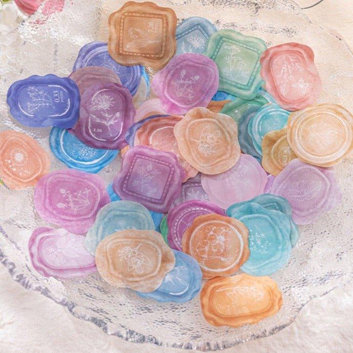 1004 Pet Sticker Pack, Crystal Garden Series, White Film Watercolor Wax Hand Account Decoration - Memo Journals
