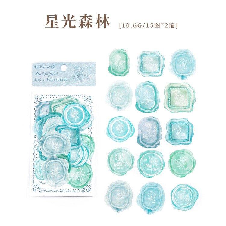 1004 Pet Sticker Pack, Crystal Garden Series, White Film Watercolor Wax Hand Account Decoration - Memo Journals