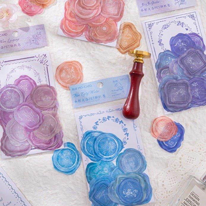 1004 Pet Sticker Pack, Crystal Garden Series, White Film Watercolor Wax Hand Account Decoration - Memo Journals