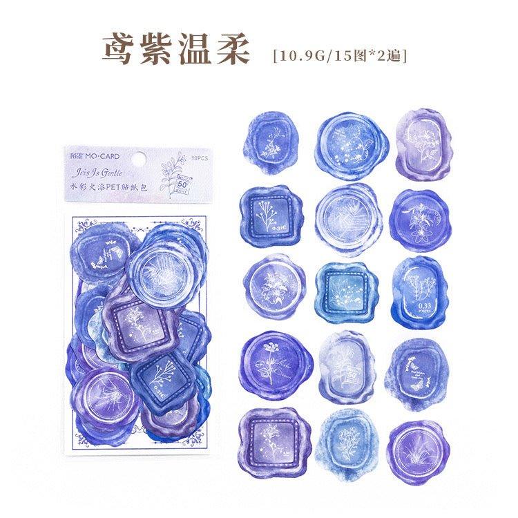 1004 Pet Sticker Pack, Crystal Garden Series, White Film Watercolor Wax Hand Account Decoration - Memo Journals