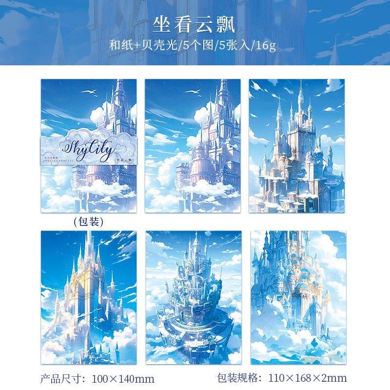 1024 shell light background material stickers sky city - Memo Journals