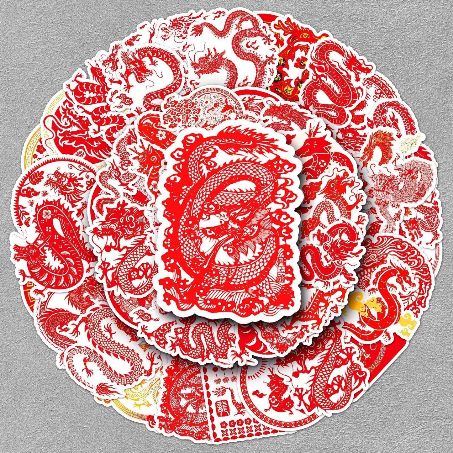 1045 (50 Chinese Dragon Red Stickers) - Memo Journals