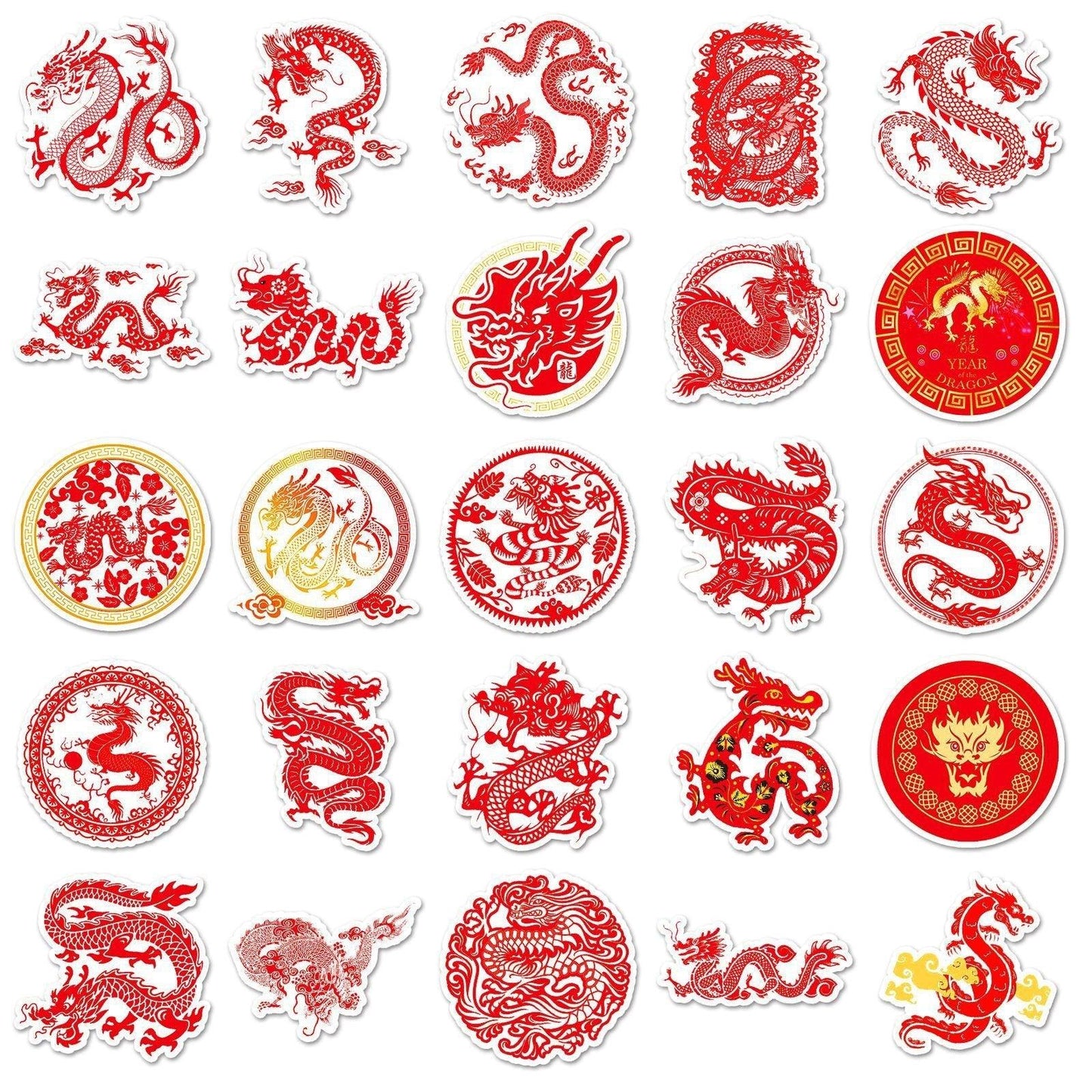 1045 (50 Chinese Dragon Red Stickers) - Memo Journals