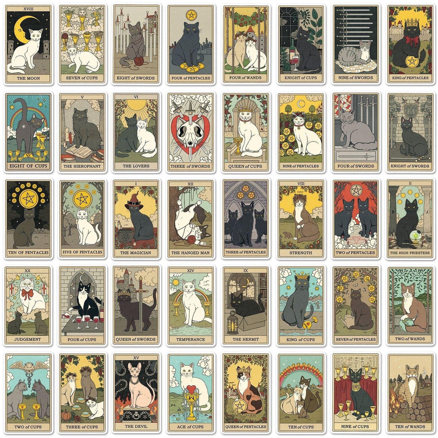 1047(78 Cat Tarot Stickers) - Memo Journals