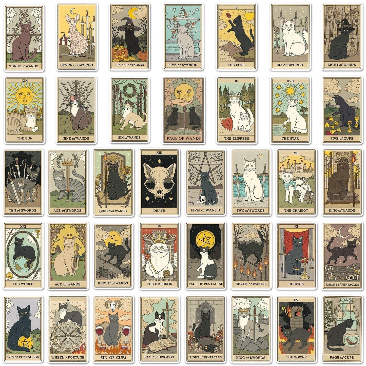 1047(78 Cat Tarot Stickers) - Memo Journals
