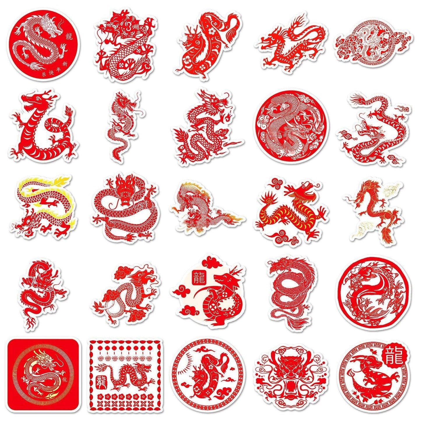 1045 (50 Chinese Dragon Red Stickers) - Memo Journals