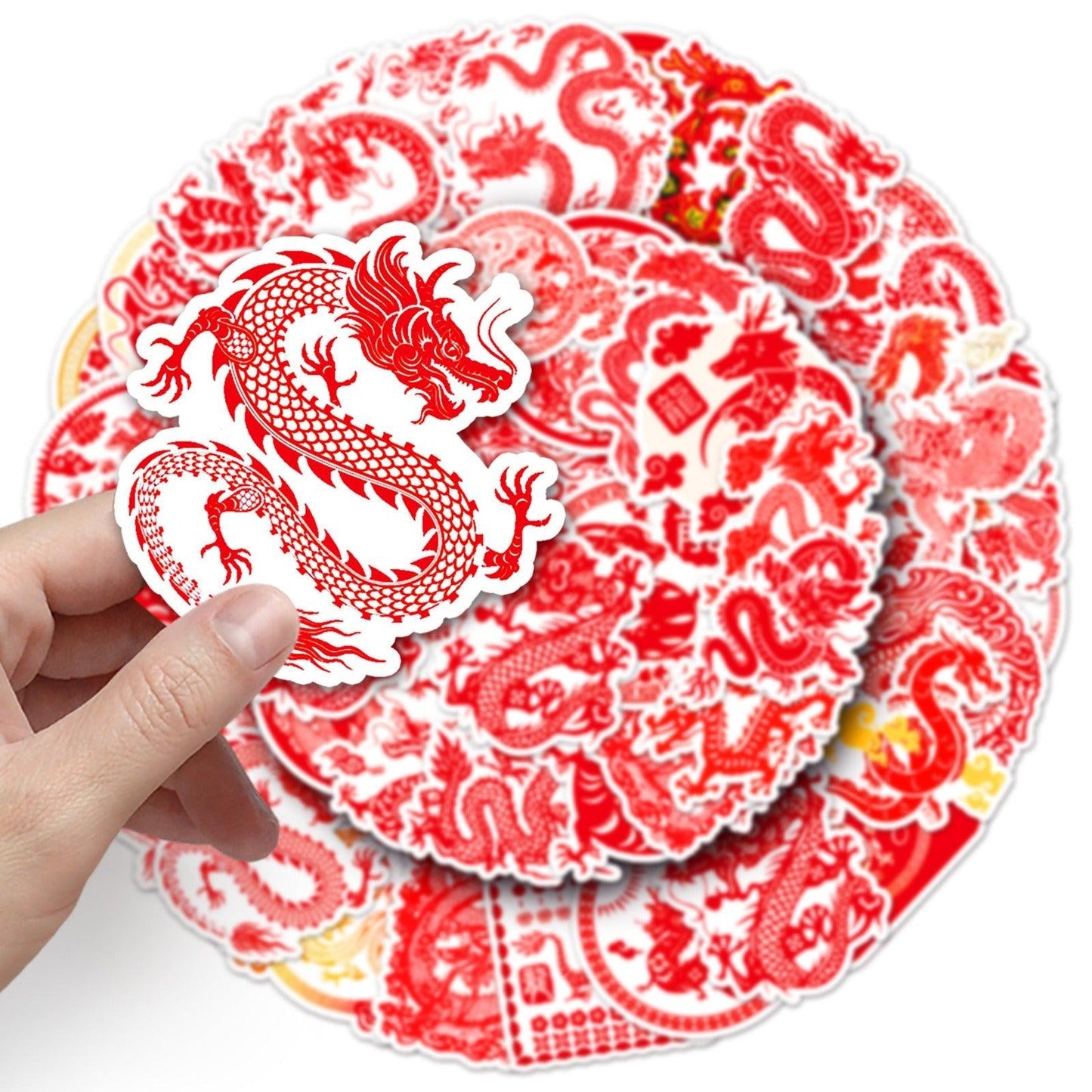 1045 (50 Chinese Dragon Red Stickers) - Memo Journals