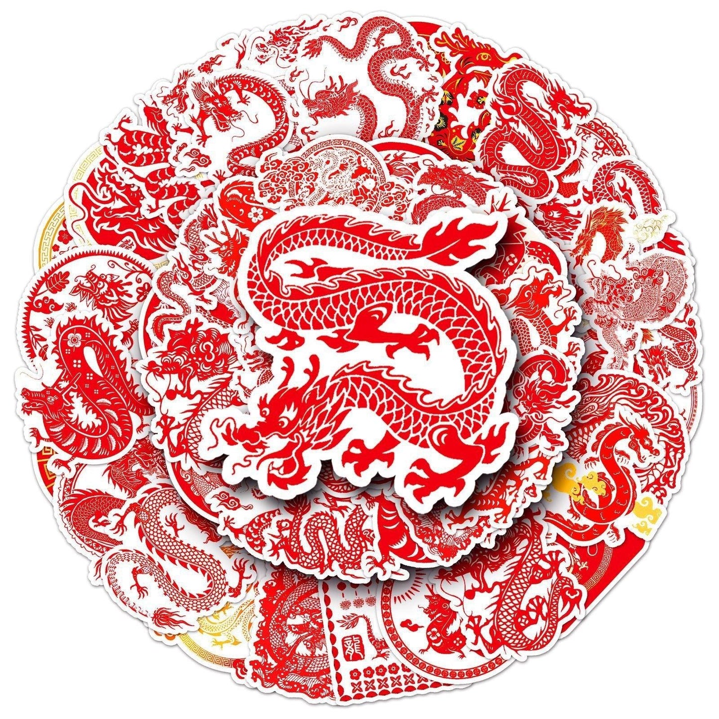 1045 (50 Chinese Dragon Red Stickers) - Memo Journals