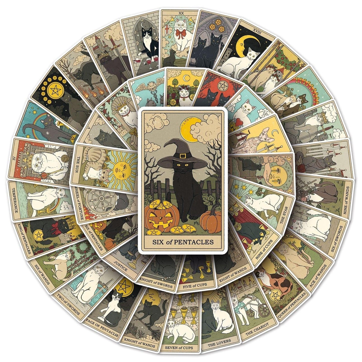 1047(78 Cat Tarot Stickers) - Memo Journals