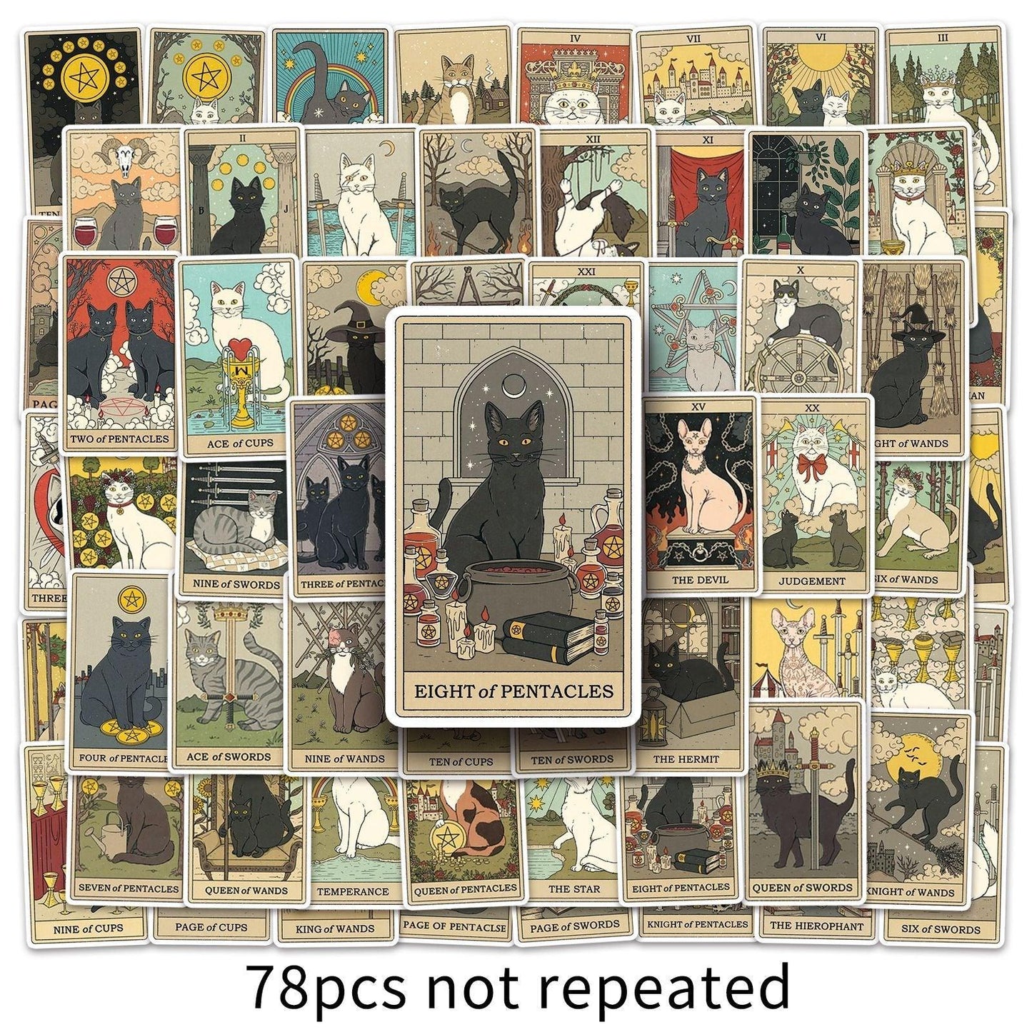 1047(78 Cat Tarot Stickers) - Memo Journals