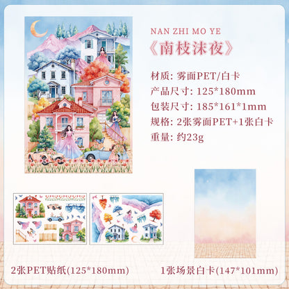 [2603-019] Matte PET Scene Background Stickers 3 Sheets