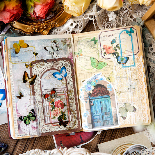 [2601-128] Enchanted Garden Sticker Set – Vintage Floral Journal Collage (4 Designs)