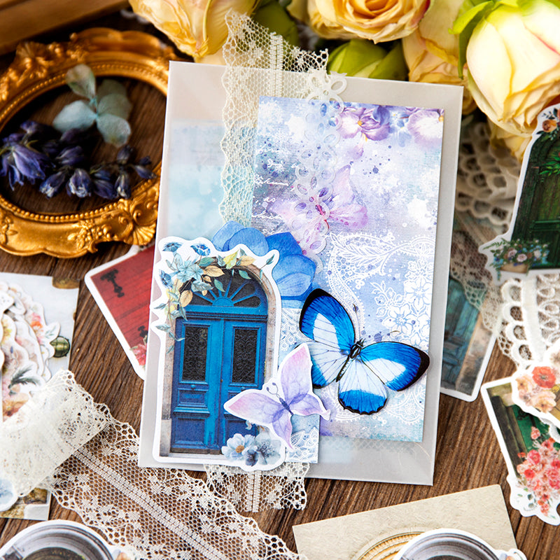 [2601-128] Enchanted Garden Sticker Set – Vintage Floral Journal Collage (4 Designs)