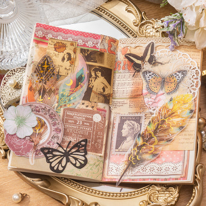 [2601-155] Golden Foil Feather PET Stickers – Shimmering Feather Series (10 Sheets