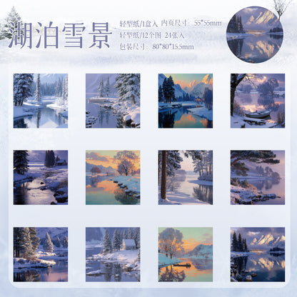 [2601-225] Winter Snow Exploration Series Journal Background Material Paper for Writing & Collage 24 Sheets 6 Styles