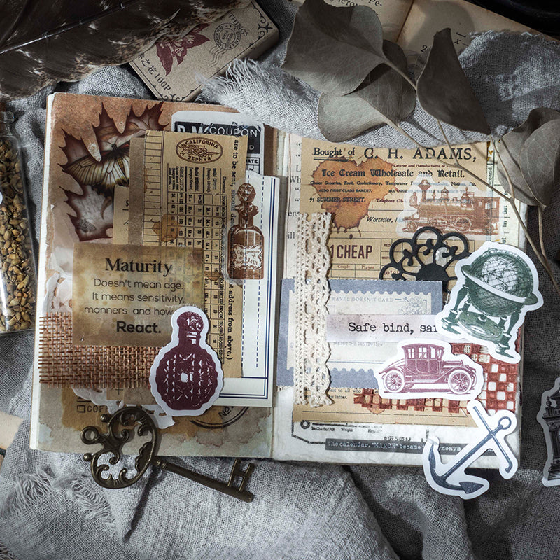 [2602-001] Vintage Ephemera Object Sticker Box 8 Styles