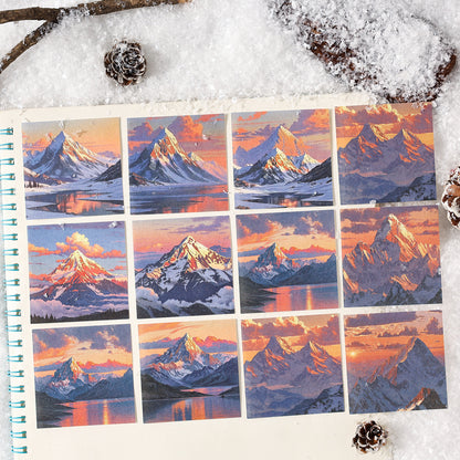 [2601-225] Winter Snow Exploration Series Journal Background Material Paper for Writing & Collage 24 Sheets 6 Styles