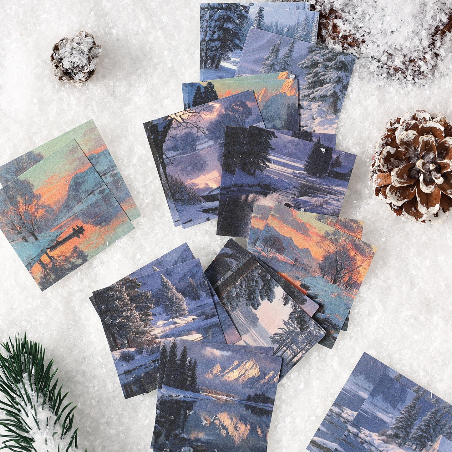 [2601-225] Winter Snow Exploration Series Journal Background Material Paper for Writing & Collage 24 Sheets 6 Styles