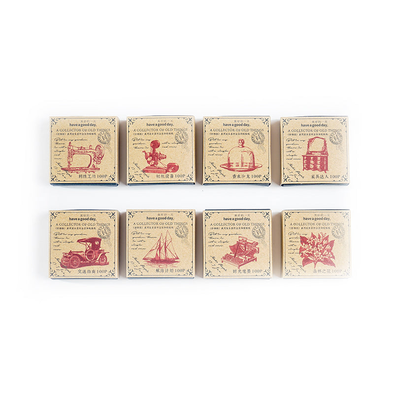 [2602-001] Vintage Ephemera Object Sticker Box 8 Styles