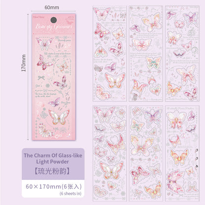 [2603-086] Iridescent Butterfly Decorative Sticker Flakes 6 Styles
