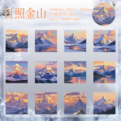 [2601-225] Winter Snow Exploration Series Journal Background Material Paper for Writing & Collage 24 Sheets 6 Styles