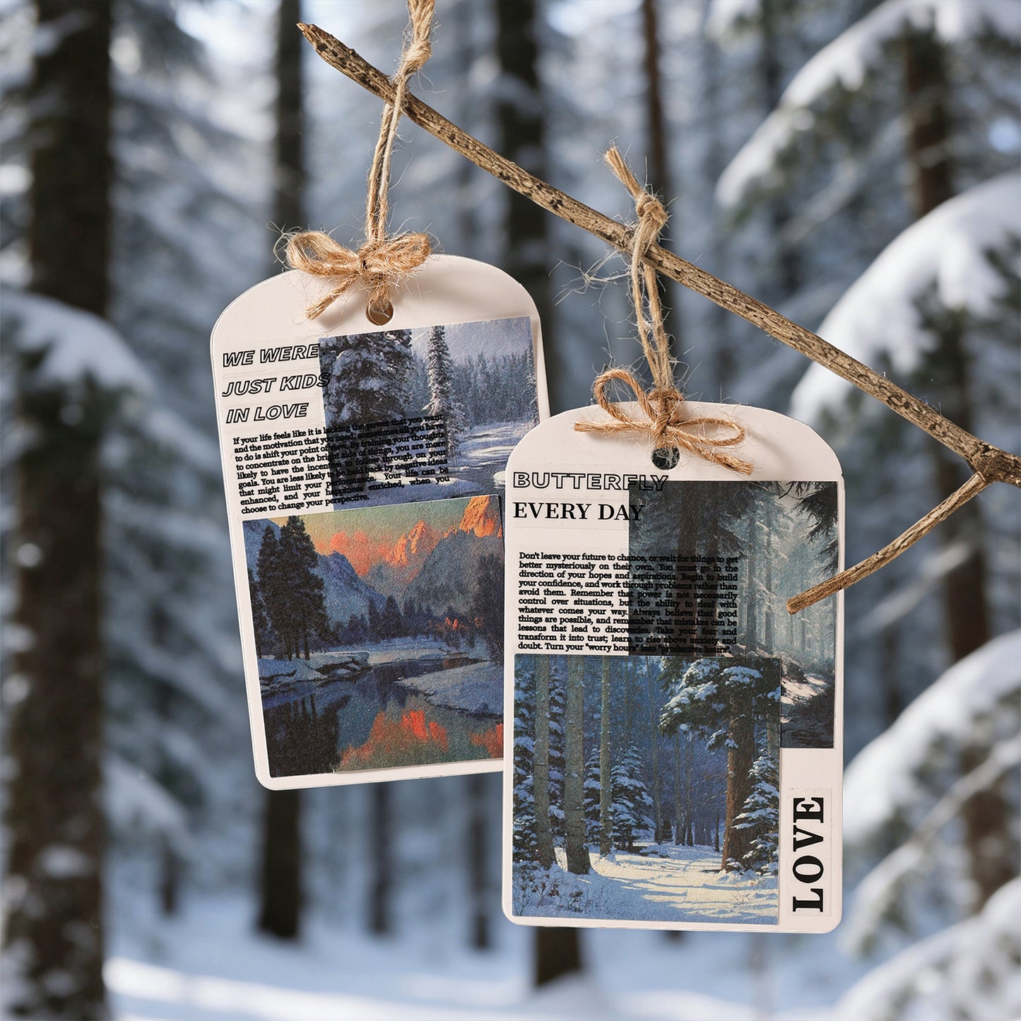 [2601-225] Winter Snow Exploration Series Journal Background Material Paper for Writing & Collage 24 Sheets 6 Styles
