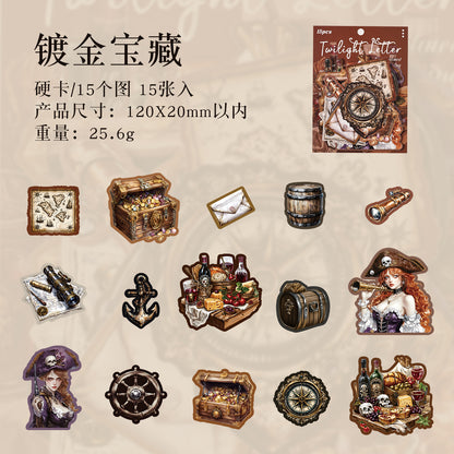 [2601-176] Twilight Letter – Gothic Vintage Character Sticker Set (6 Designs)