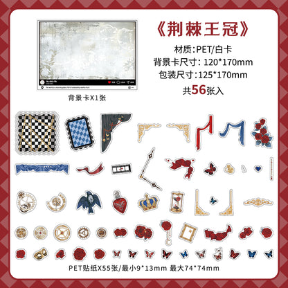 [2601-118] Rose Poetry PET Stickers – Gothic Vintage Collage Series (56 Pieces)