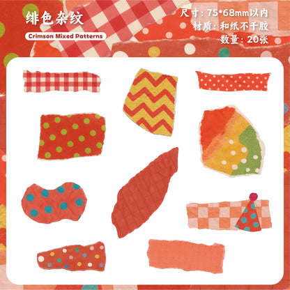 [2601-208] Colorful Washi Tape Sticker Set 20 Pieces