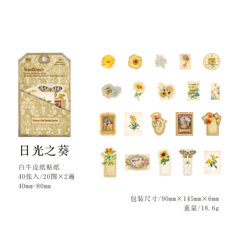 [2603-088] Vintage Floral Memo Note Stickers 6 Styles
