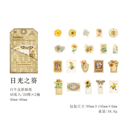 [2603-088] Vintage Floral Memo Note Stickers 6 Styles