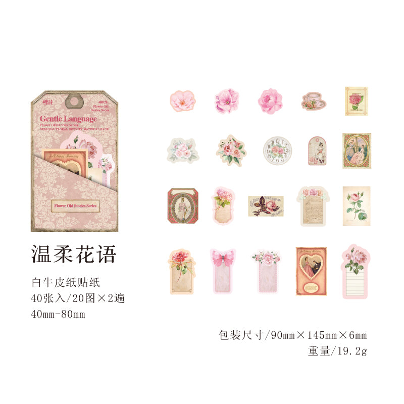 [2603-088] Vintage Floral Memo Note Stickers 6 Styles