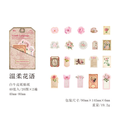 [2603-088] Vintage Floral Memo Note Stickers 6 Styles