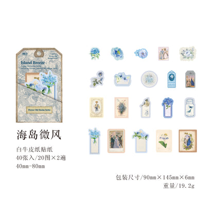[2603-088] Vintage Floral Memo Note Stickers 6 Styles