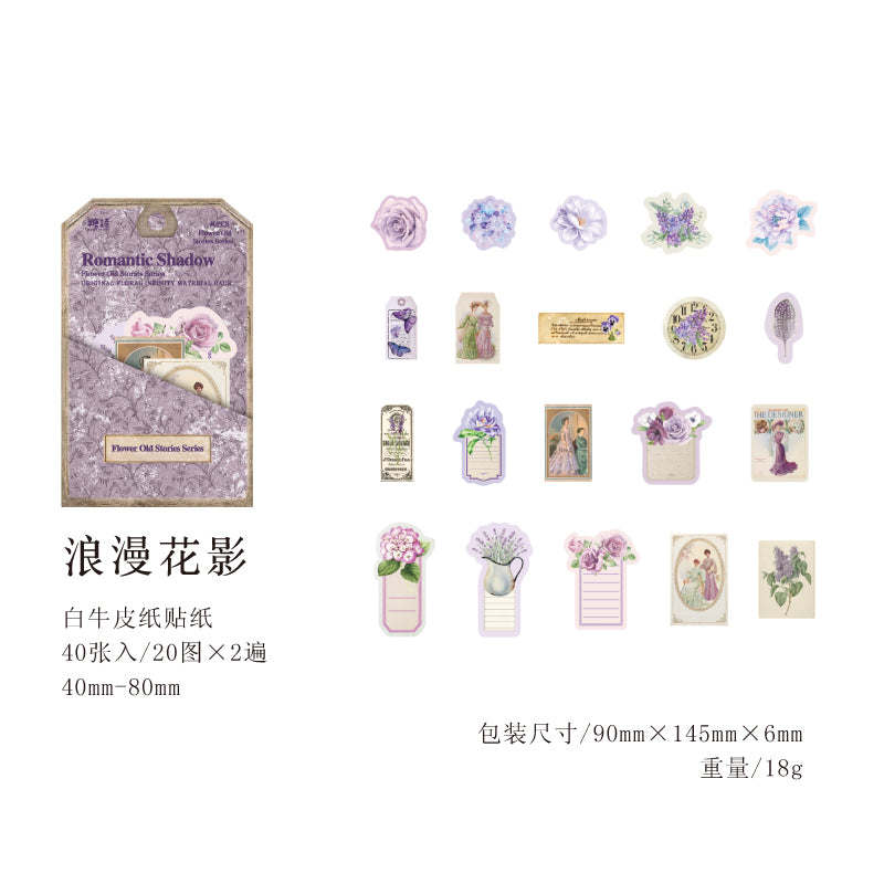 [2603-088] Vintage Floral Memo Note Stickers 6 Styles