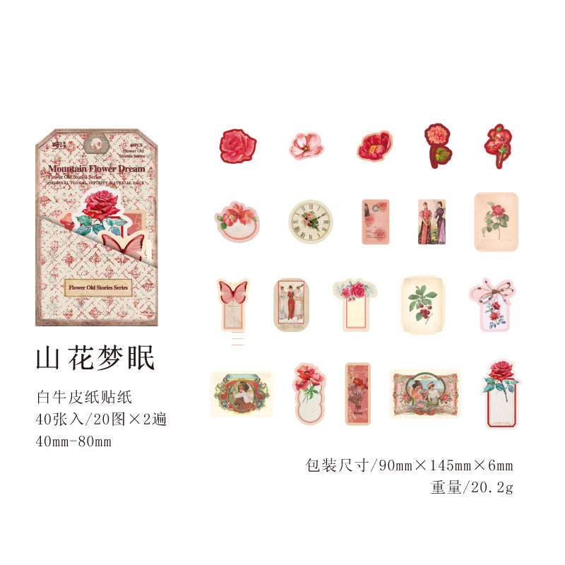 [2603-088] Vintage Floral Memo Note Stickers 6 Styles