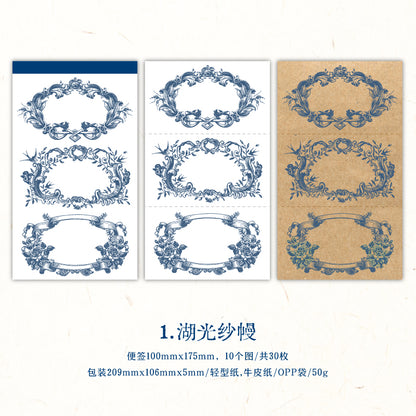[2601-127] Dawn to Dusk Vintage Frame Memo Stickers – Tear-Off Journal Collage (4 Designs)