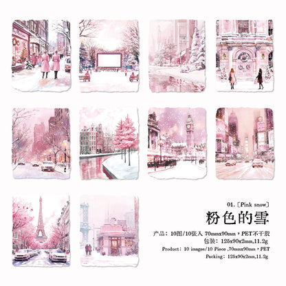 [2601-194] Snowfall Sound Winter Scene Stickers