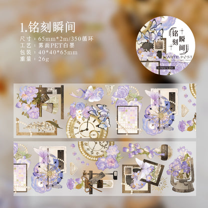 [2603-070] White Ink PET Background Collage Stickers 4 Styles