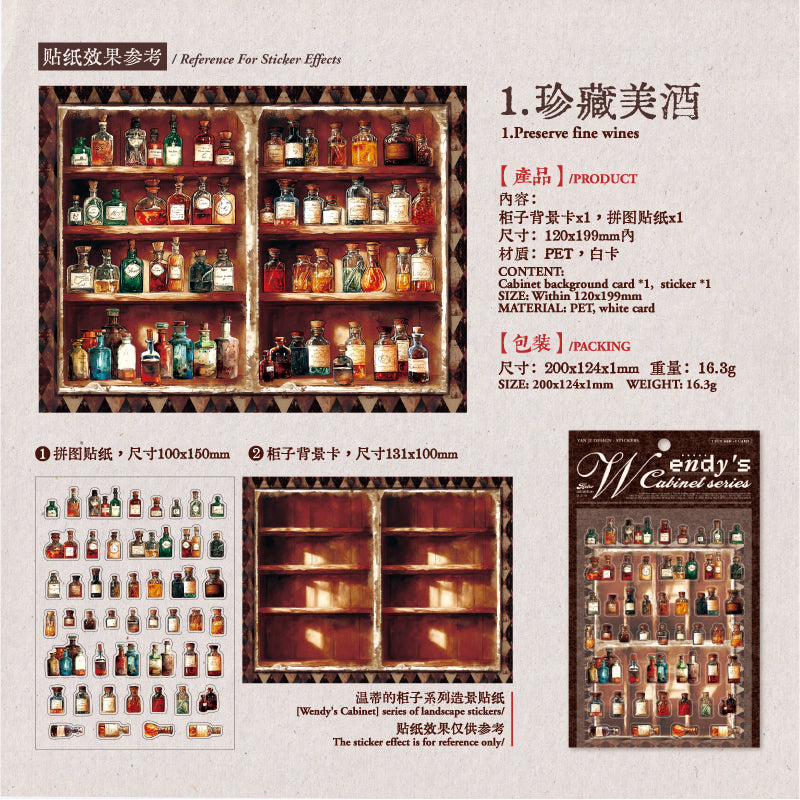 [2603-008] Vintage Background Scene Die Cut Stickers 2 Sheets 4 Styles