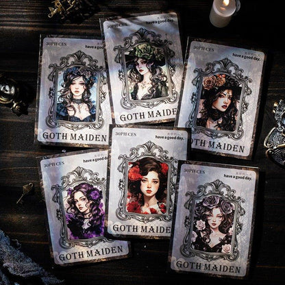 1015 PET stickers gothic girl series retro characters theme handbook decoration waterproof material stickers - Memo Journals