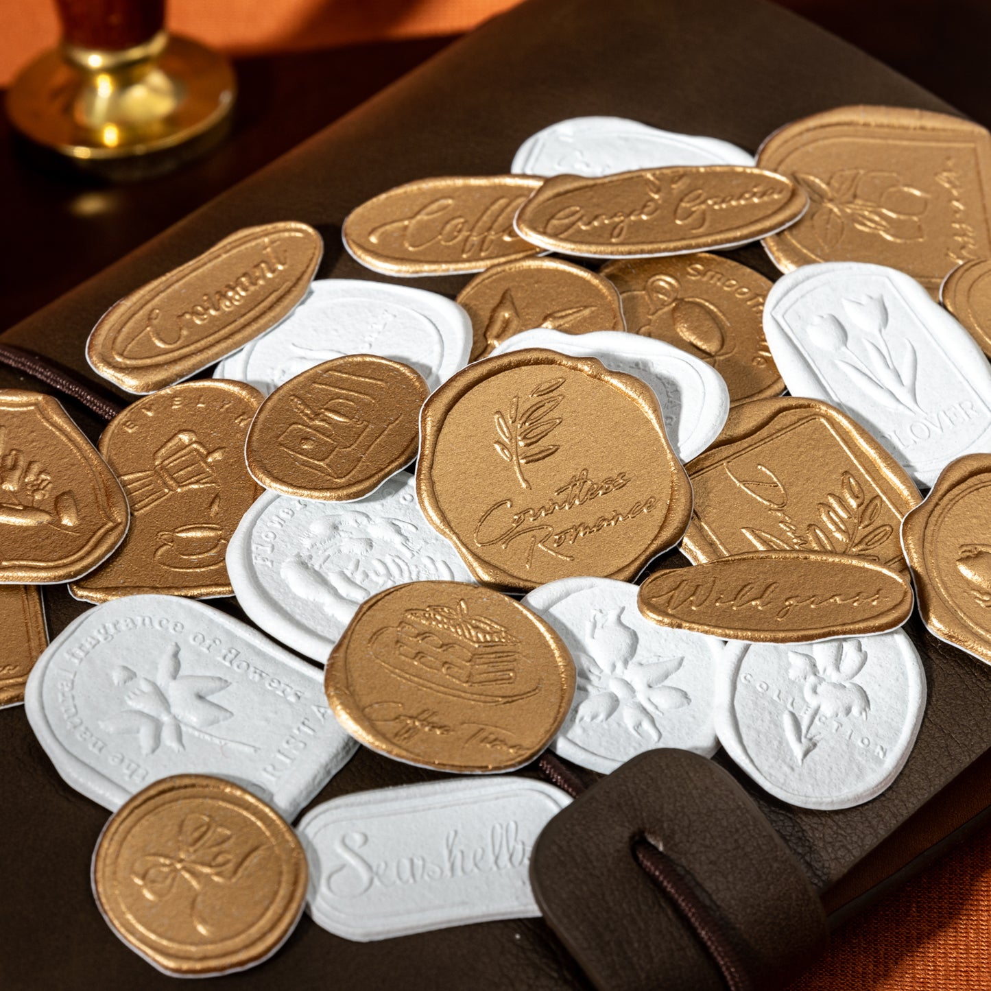 [2601-134] 3D Wax Seal Stickers – Soft Moments Vintage Journaling Set (4 Designs)