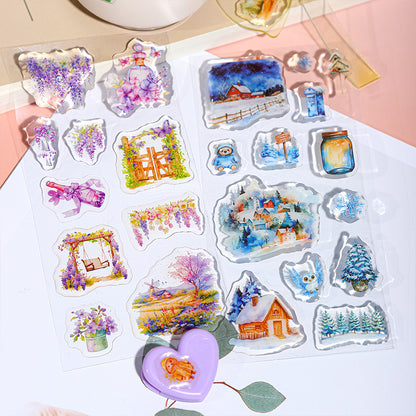 [2601-178] Transparent Dream – Epoxy-Style Landscape Sticker Set (6 Designs)