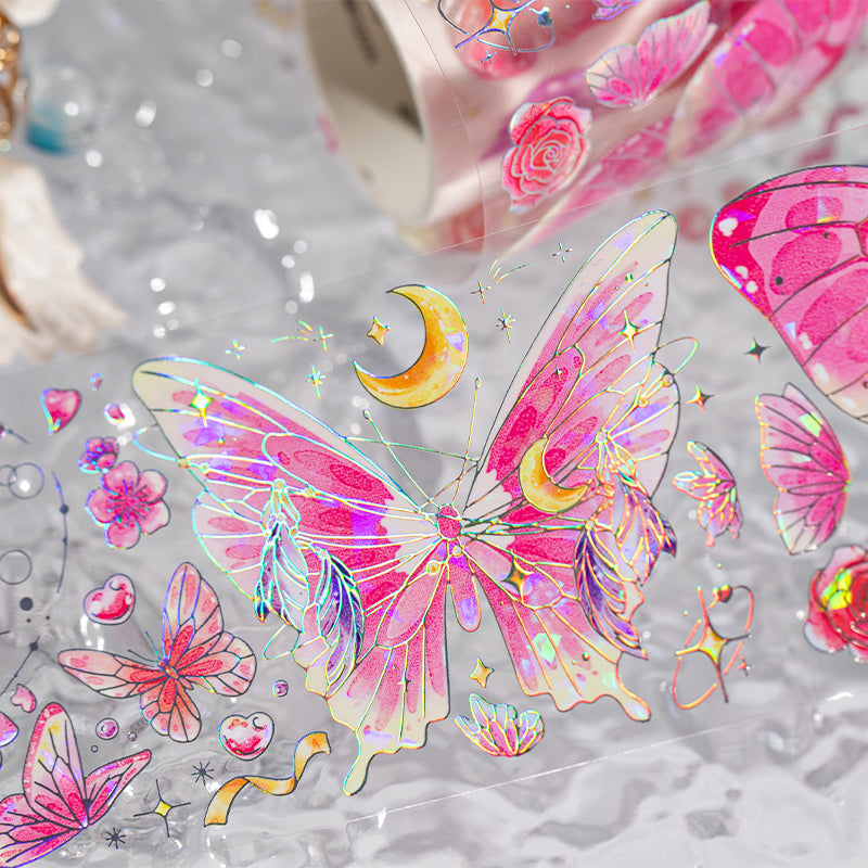 [2603-118] Butterfly Letter Iridescent PET Tape 4 Styles