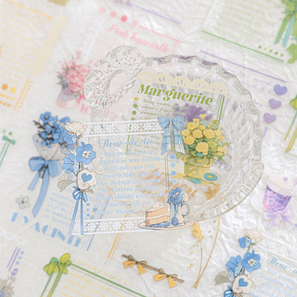 [2601-227] Flower Shadow Weaving Dream Series PET Floral Text Journal Sticker Pack 20 Sheets 6 Styles